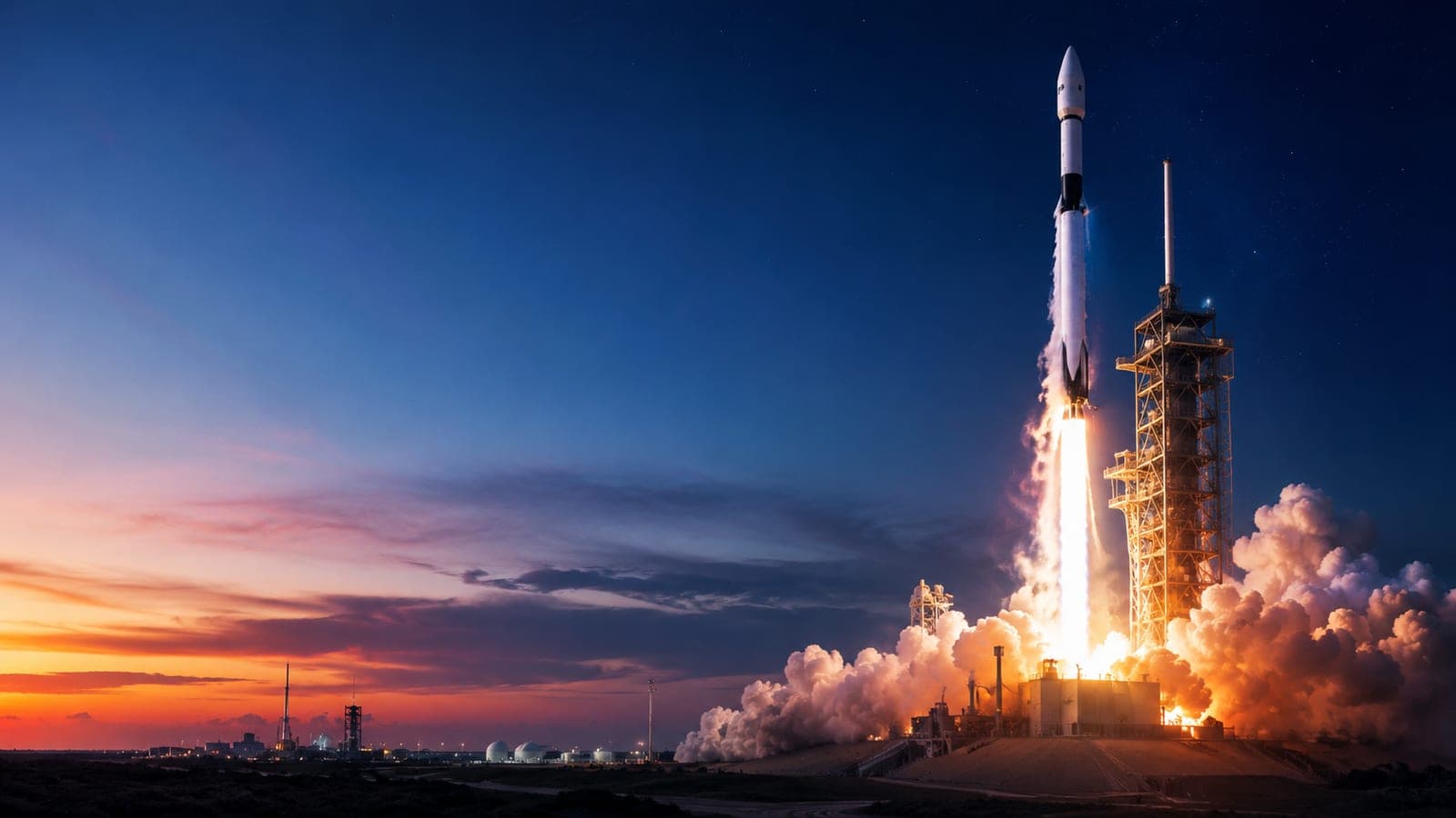A SpaceX Falcon rocket, illustrating coverage of SpaceX's SPCX stock after its record IPO.