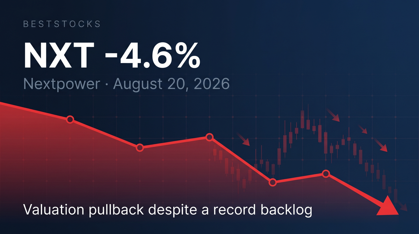 NXT (Nextpower) fell 4.6% on August 20, 2026 in a valuation/momentum pullback despite positive news that its NX PowerMerge backlog topped 2 GW.