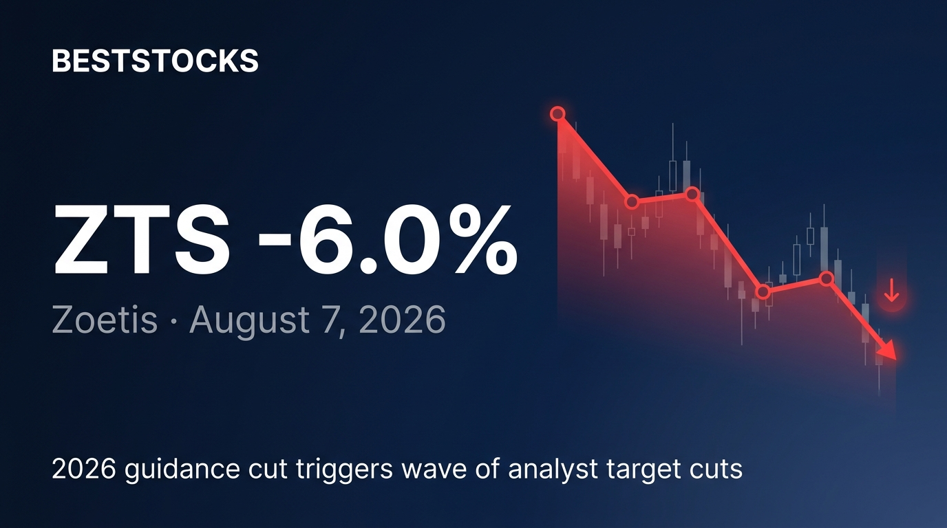 ZTS fell 6.0% on August 7, 2026 after a 2026 guidance cut triggered a wave of analyst price-target cuts.